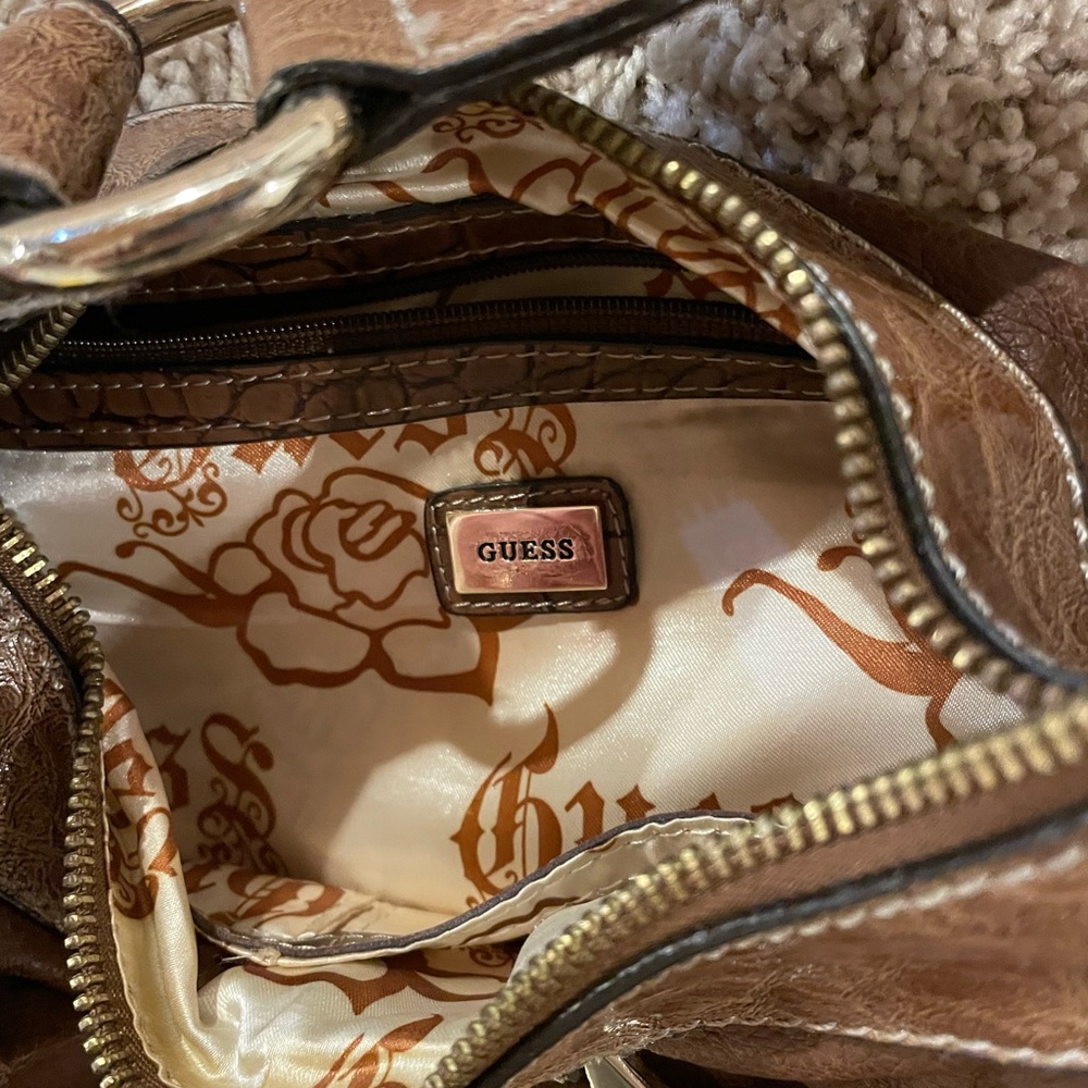 Guess Brown Shoulder Bag with Brushed Silver Hardware - Picture 8 of 9